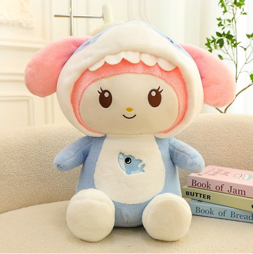 Kawaii Shark Bunny Plush Toy – Huggable Stuffed Animal Doll for Cuddles, Home Décor Ultra Soft Bunny Plushie for Kids, Baby Girls, Toddlers & Collectors (40 cm) (Purple)