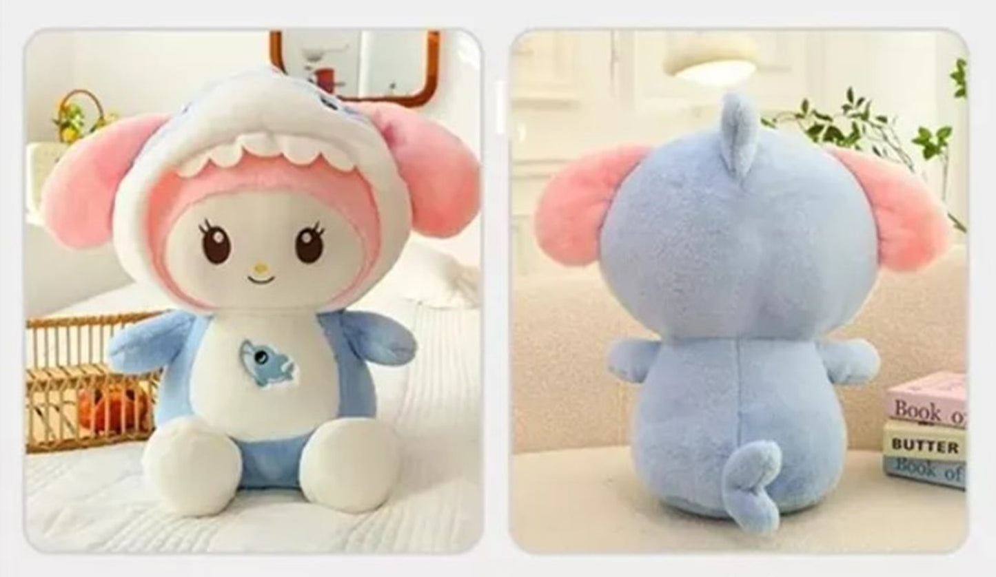 Kawaii Shark Bunny Plush Toy – Huggable Stuffed Animal Doll for Cuddles, Home Décor Ultra Soft Bunny Plushie for Kids, Baby Girls, Toddlers & Collectors (40 cm) (Purple)