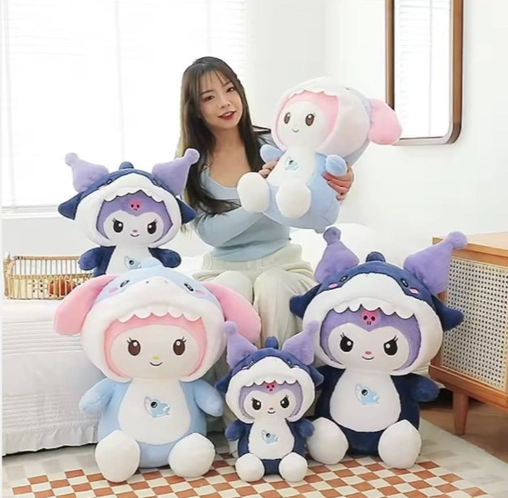 Kawaii Shark Bunny Plush Toy – Huggable Stuffed Animal Doll for Cuddles, Home Décor Ultra Soft Bunny Plushie for Kids, Baby Girls, Toddlers & Collectors (40 cm) (Purple)