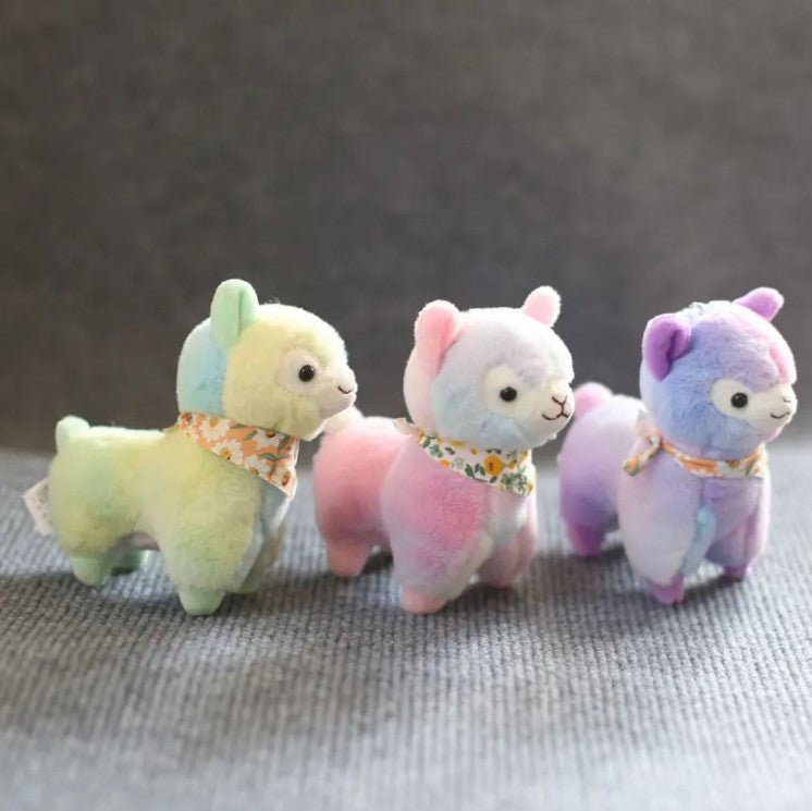 CuddleNest Kawaii Plush Animal – Sheep/Alpaca Inspired Cuddly Toy in Rainbow Color | Soft Plush Doll for All Ages (25cm) (Any one Piece)