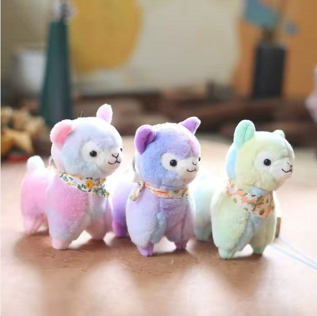 CuddleNest Kawaii Plush Animal – Sheep/Alpaca Inspired Cuddly Toy in Rainbow Color | Soft Plush Doll for All Ages (25cm) (Any one Piece)