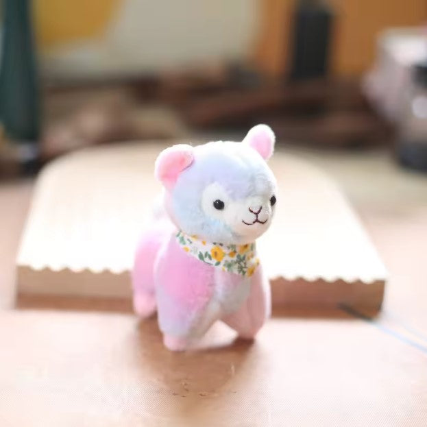 CuddleNest Kawaii Plush Animal – Sheep/Alpaca Inspired Cuddly Toy in Rainbow Color | Soft Plush Doll for All Ages (25cm) (Any one Piece)