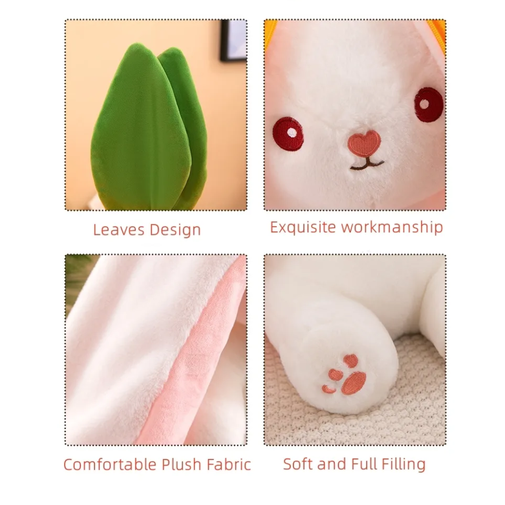 Soft reversible Zipper bunny stuffed toy