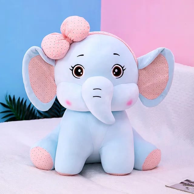 Meet the Plush Bow Elephant Blue with Bow!