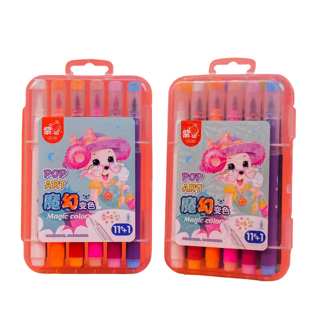 12 Magic Color-Changing Felt Tip Markers – Vibrant, Erasable & Safe for Kids & Adults
