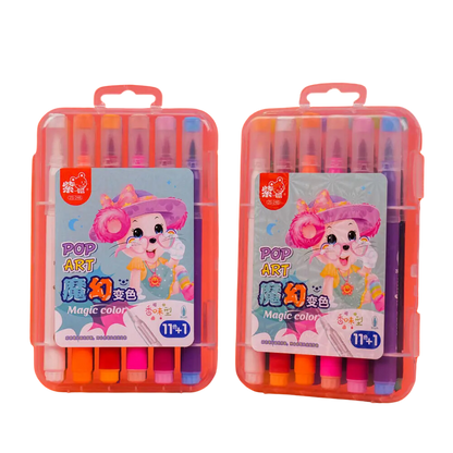 12 Magic Color-Changing Felt Tip Markers – Vibrant, Erasable & Safe for Kids & Adults