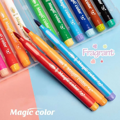 12 Magic Color-Changing Felt Tip Markers – Vibrant, Erasable & Safe for Kids & Adults