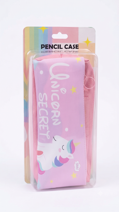 Unicorn Secret Large Capacity Kids Pencil Case – Durable Canvas Stationery Pouch for School & Desk Storage