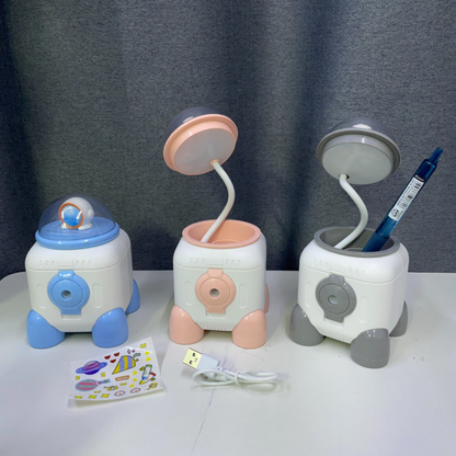 Cute Astronaut LED Desk Lamp – Flexible Gooseneck, USB Rechargeable & Pencil Sharpener