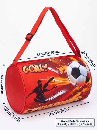 CuddleNest Soccer Goal! Red Kids Sports Barrel Duffle Bag