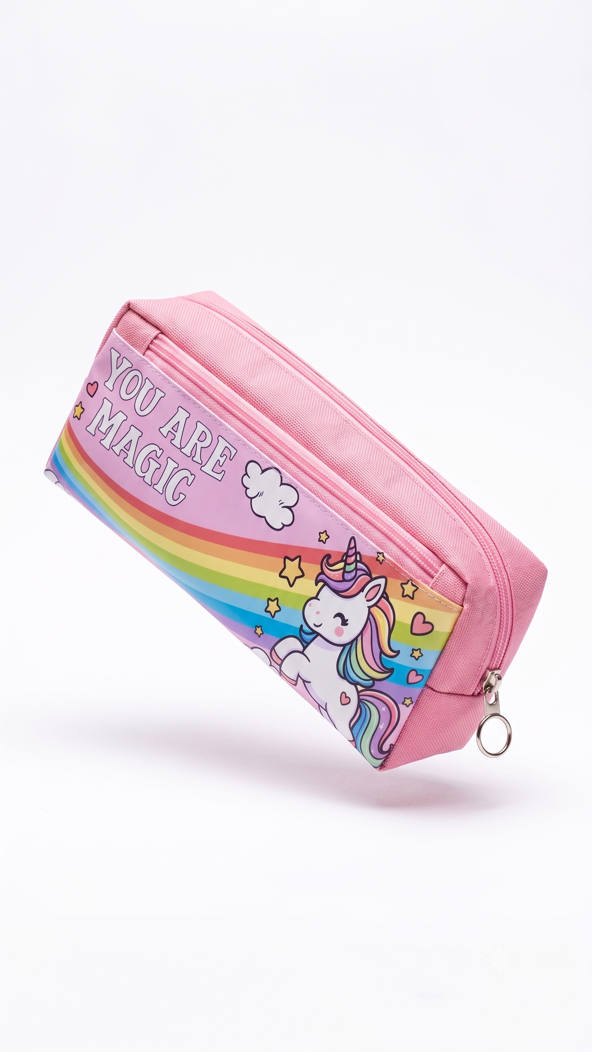 You Are Magic Rainbow Unicorn Pencil Case – High-Capacity Canvas Stationery Bag for Kids