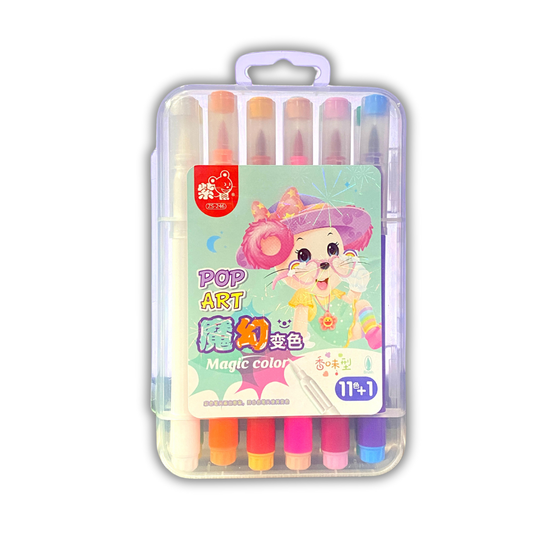 12 Magic Color-Changing Felt Tip Markers – Vibrant, Erasable & Safe for Kids & Adults