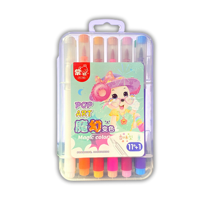 12 Magic Color-Changing Felt Tip Markers – Vibrant, Erasable & Safe for Kids & Adults