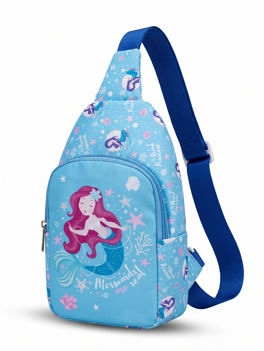 CuddleNest Kids Crossbody Sling Bag – Mermaid Adventure Edition (Aquamarine)