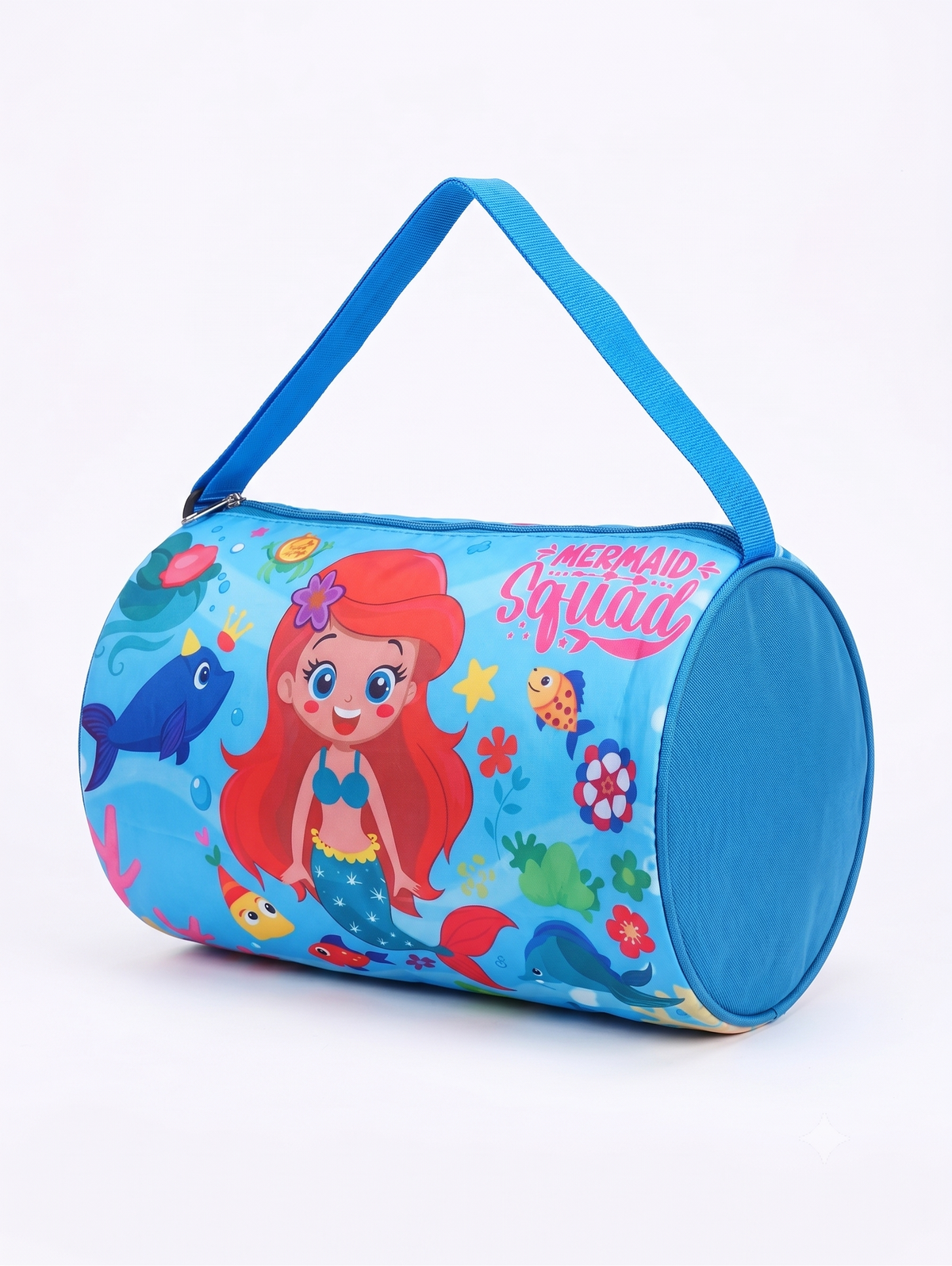 CuddleNest Mermaid Squad Kids Barrel Duffle Bag Playtime | Picnic | Swimming | Gym kit |  Party | Sports time