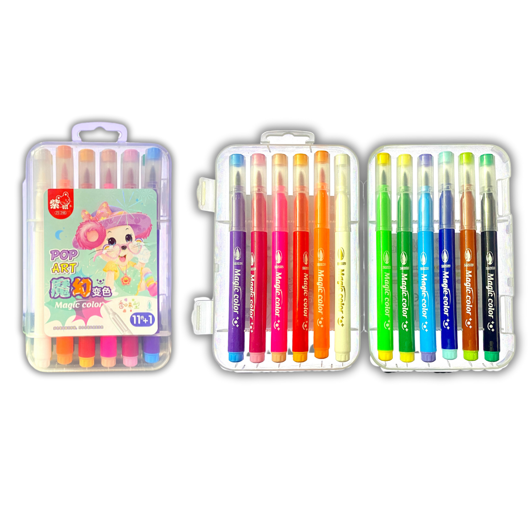 12 Magic Color-Changing Felt Tip Markers – Vibrant, Erasable & Safe for Kids & Adults