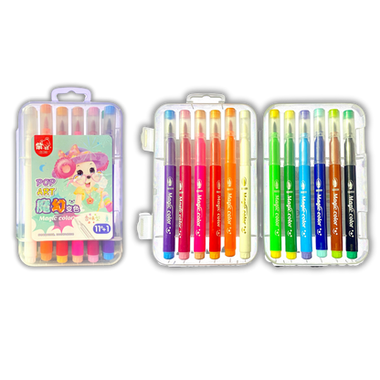12 Magic Color-Changing Felt Tip Markers – Vibrant, Erasable & Safe for Kids & Adults