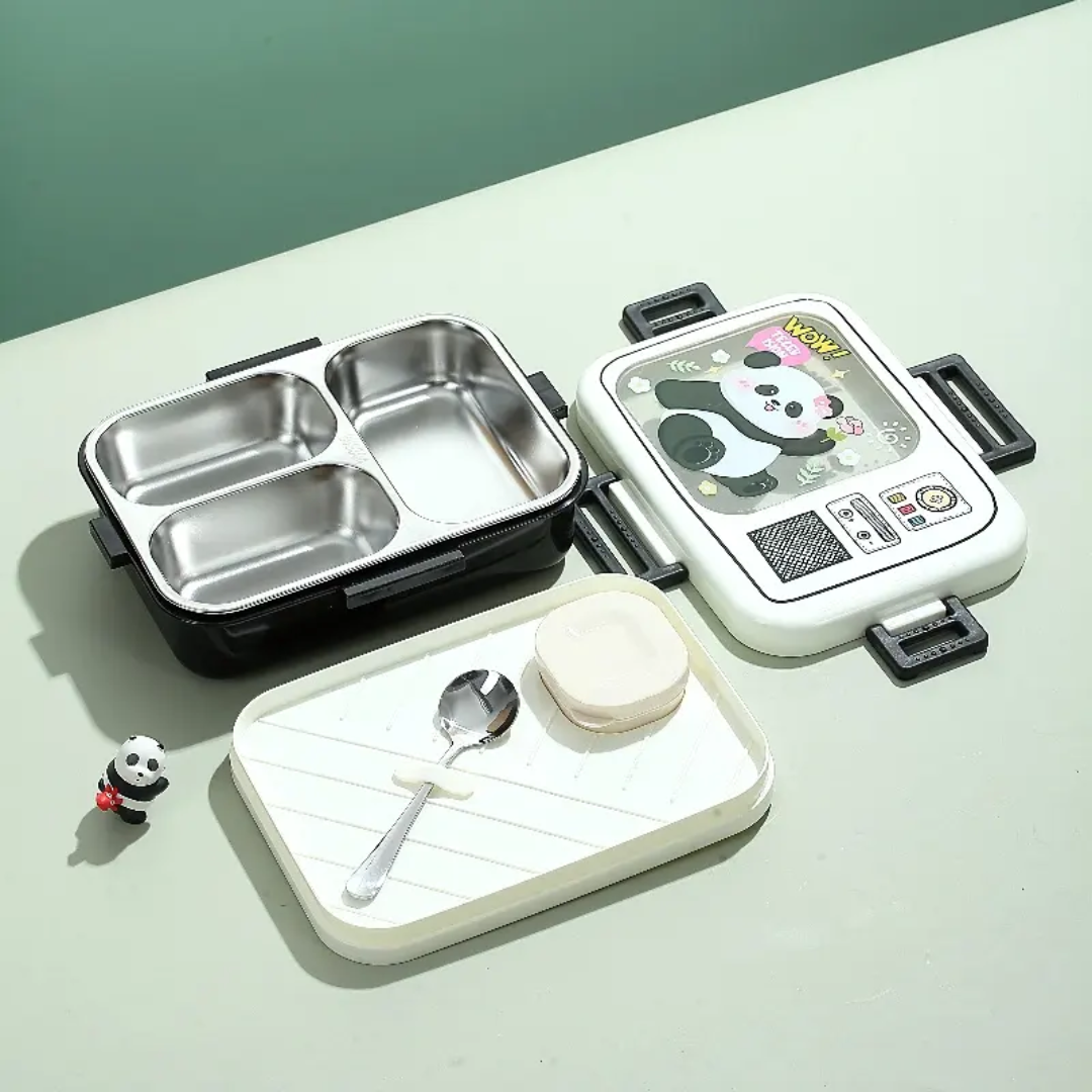 Cute Panda  Bento Lunch Box for Kids – Airtight, Leakproof, & Includes Spoon & Sauce Container