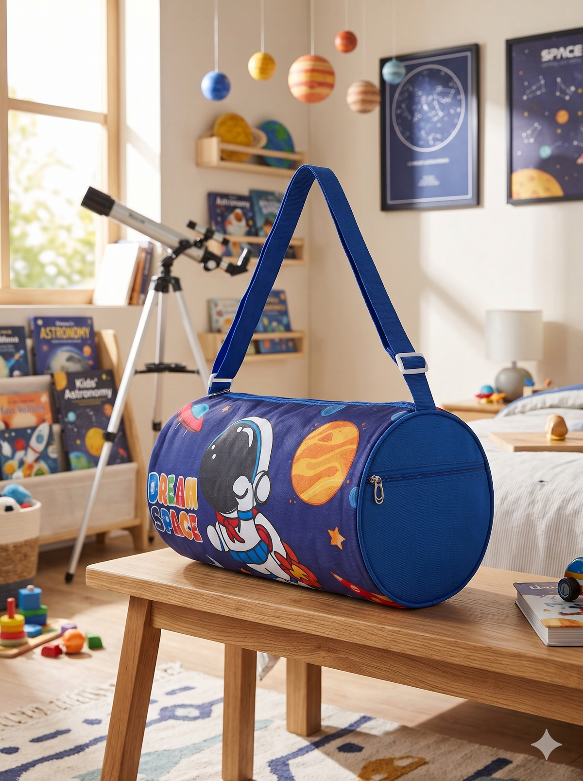 CuddleNest Dream Space Astronaut Kids Barrel Duffle Bag (30 x 20 x 20 cm)