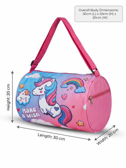 CuddleNest Unicorn Make a Wish Kids Barrel Duffle Bag (30 x 20 x 20 cm)