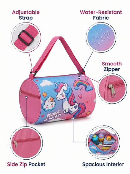 CuddleNest Unicorn Make a Wish Kids Barrel Duffle Bag (30 x 20 x 20 cm)