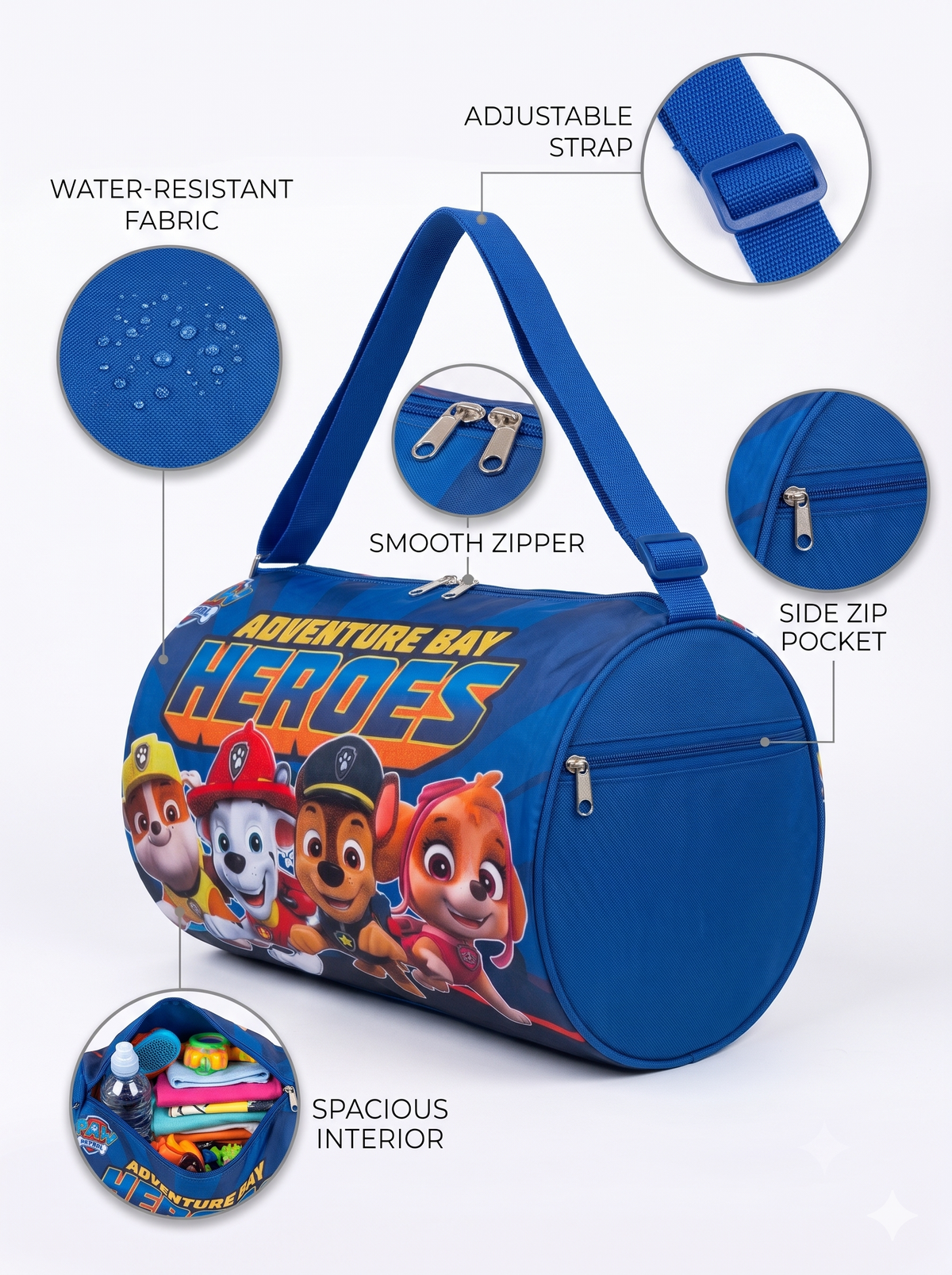 CuddleNest Adventure Bay Heroes Kids Barrel Duffle Bag (30 x 20 x 20 cm)