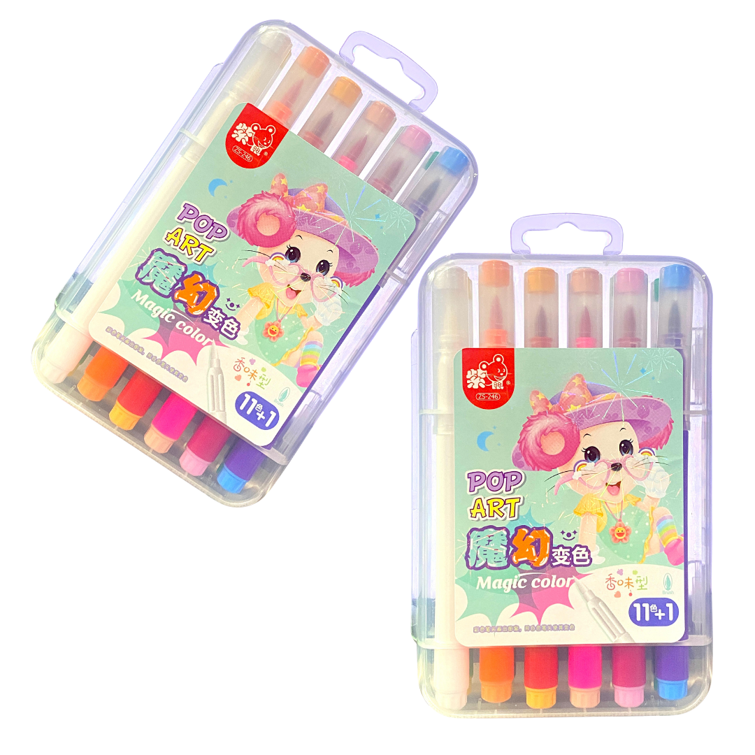 12 Magic Color-Changing Felt Tip Markers – Vibrant, Erasable & Safe for Kids & Adults