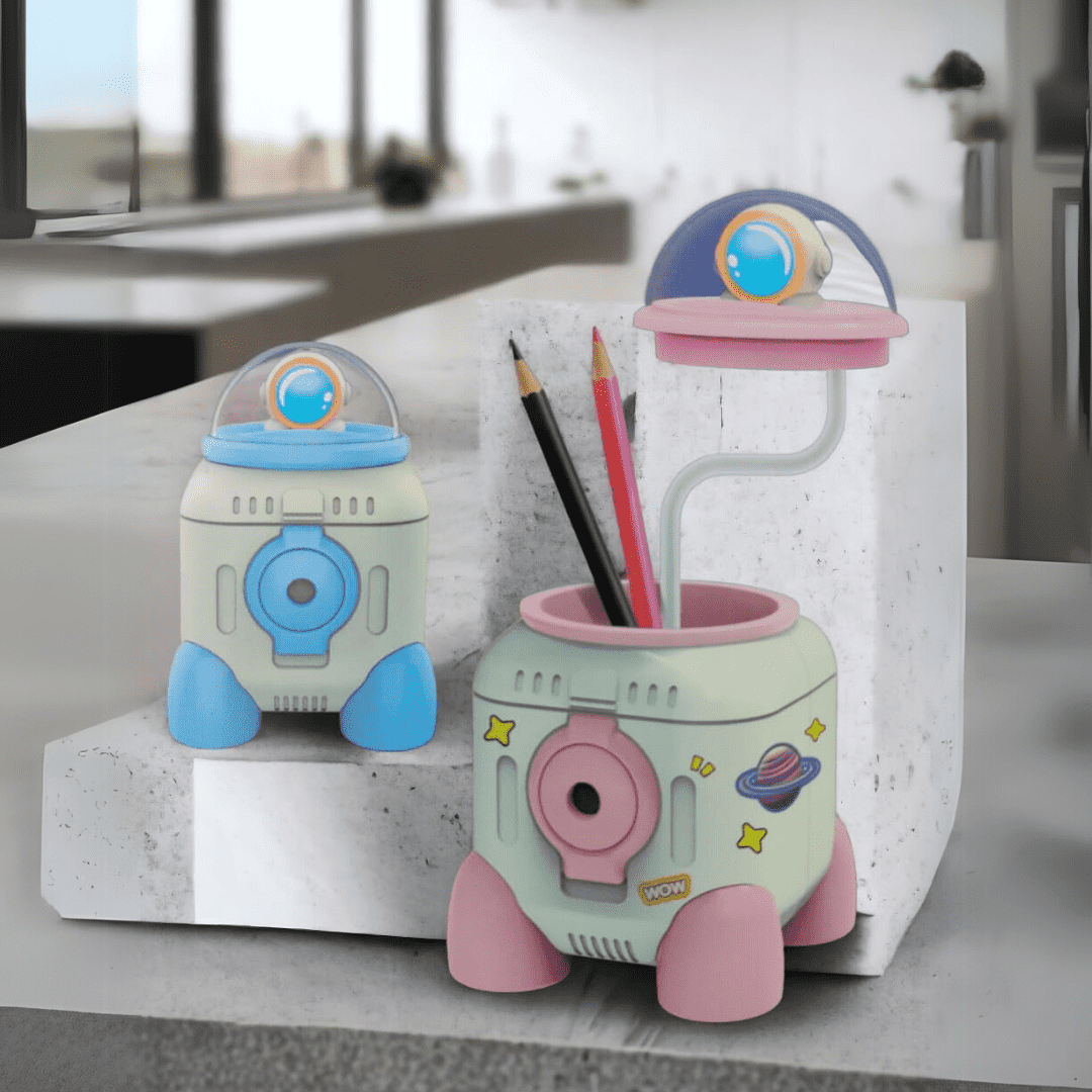 Cute Astronaut LED Desk Lamp – Flexible Gooseneck, USB Rechargeable & Pencil Sharpener