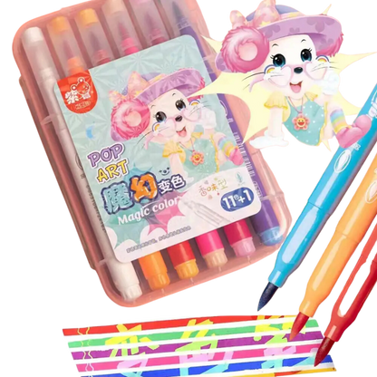 12 Magic Color-Changing Felt Tip Markers – Vibrant, Erasable & Safe for Kids & Adults