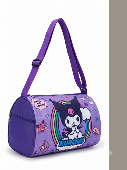 CuddleNest Kuromi "Cheeky but Charming" Kids Purple Barrel Duffle Bag (30 x 20 x 20 cm)