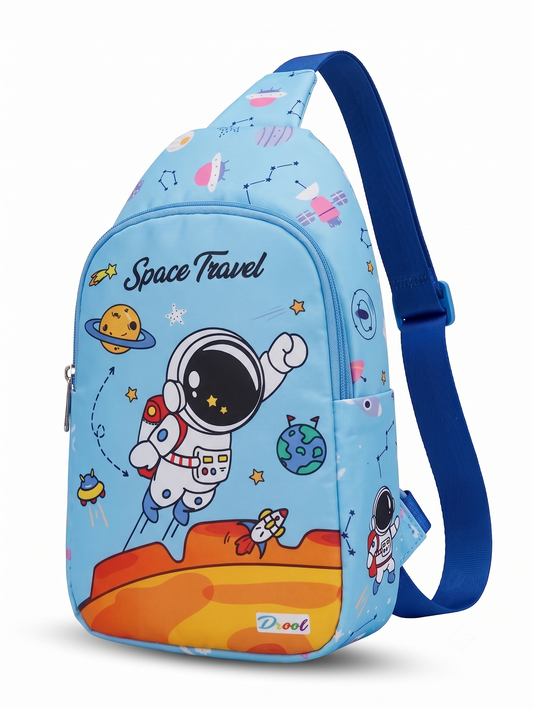 CuddleNest Crossbody Sling Bag – Space Travel Astronaut Edition (Sky Blue)