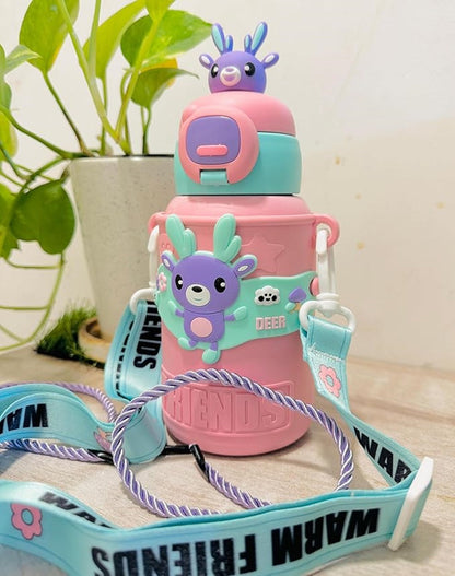 Durable and leakproof kids water bottle with cute deer design