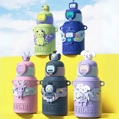 Leak-proof kids water bottle with playful mini toys