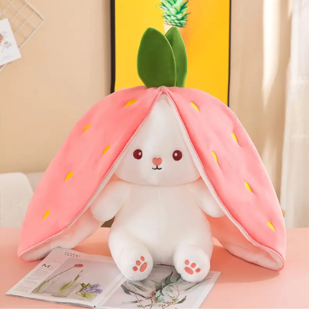 Cute Reversible Strawberry RABBIT ZIPPER BUNNY |Soft Toy | Plush toy |For kids - 40 cm