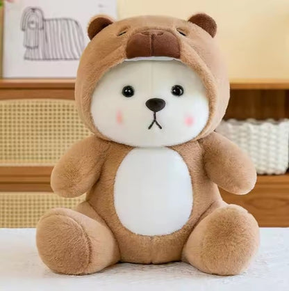 Close-Up of Teddy Bear Wearing Stitched Hat – Adorable Gift Option