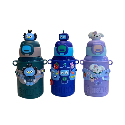Insulated water bottle with robot design for kids