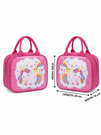 CuddleNest Kids Insulated Lunch Bag – Thermal Tiffin Bag with Back Zipper Pocket (5L Capacity) | Astronaut, Unicorn, Kuromi & Mermaid Prints