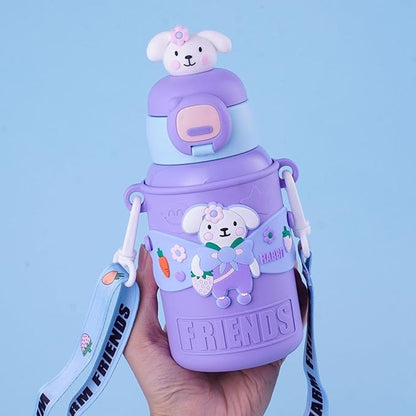 Leakproof kids water bottle with straw sipper
