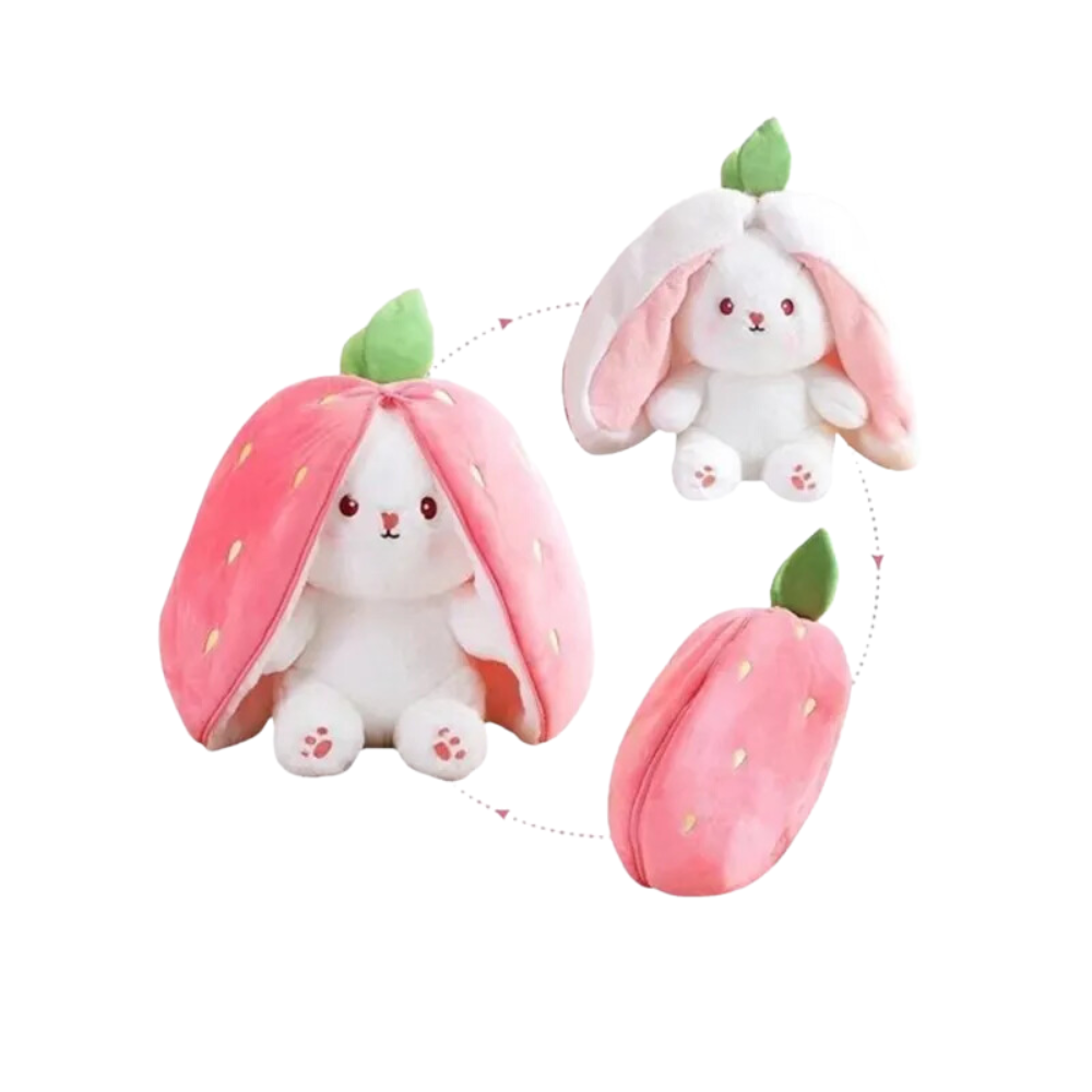 Cute Reversible Strawberry RABBIT ZIPPER BUNNY |Soft Toy | Plush toy |For kids - 40 cm