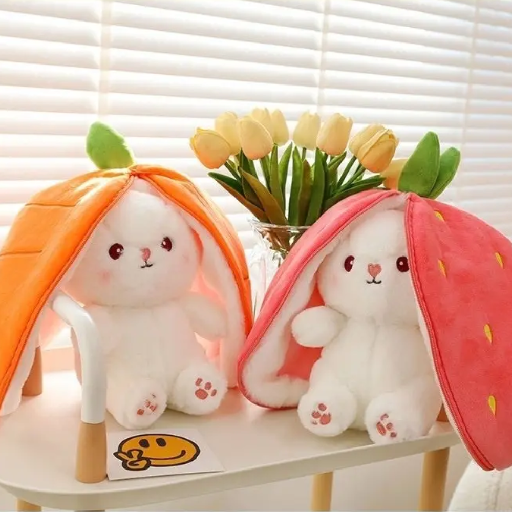 Cute Reversible Strawberry RABBIT ZIPPER BUNNY |Soft Toy | Plush toy |For kids - 40 cm
