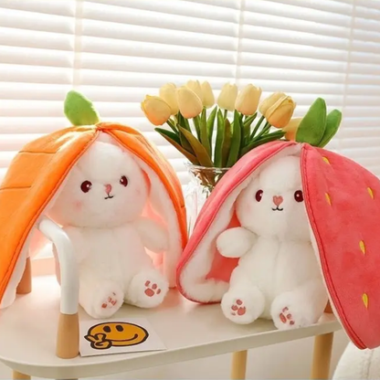Cute Reversible Strawberry RABBIT ZIPPER BUNNY |Soft Toy | Plush toy |For kids - 40 cm