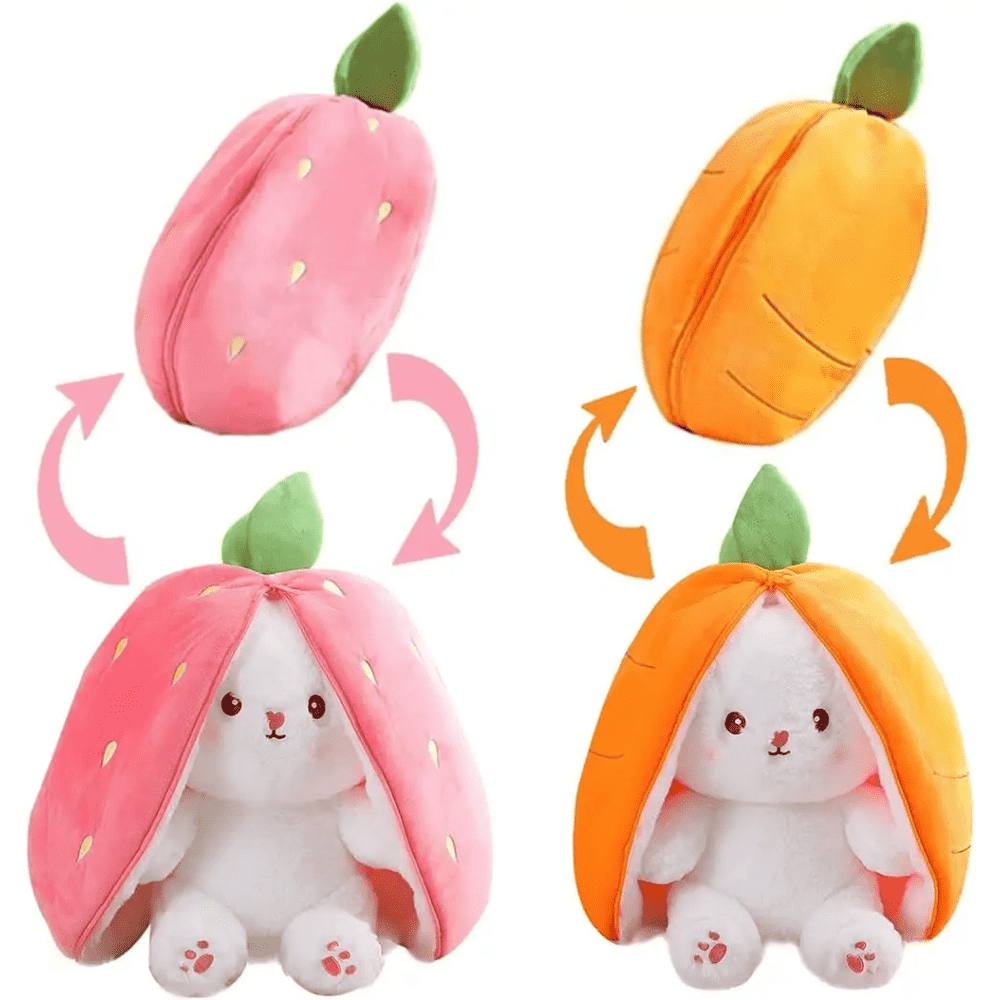 Cute Reversible Strawberry RABBIT ZIPPER BUNNY |Soft Toy | Plush toy |For kids - 40 cm