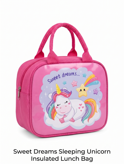 CuddleNest Kids Insulated Lunch Bag – Thermal Tiffin Bag with Back Zipper Pocket (5L Capacity) | Astronaut, Unicorn, Kuromi & Mermaid Prints