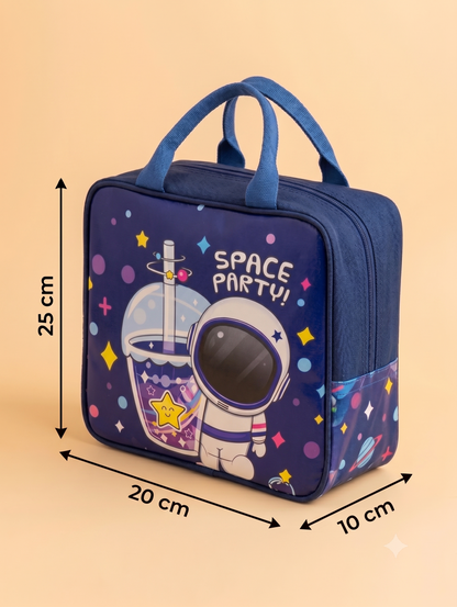CuddleNest Kids Insulated Lunch Bag – Thermal Tiffin Bag with Back Zipper Pocket (5L Capacity) | Astronaut, Unicorn, Kuromi & Mermaid Prints