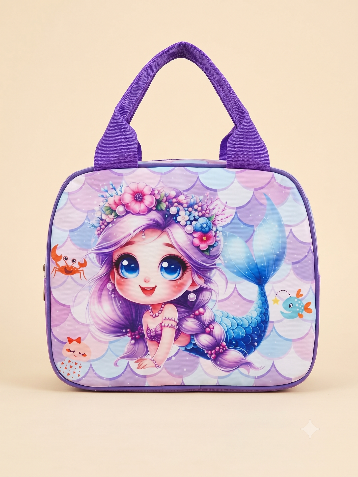 CuddleNest Kids Insulated Lunch Bag – Thermal Tiffin Bag with Back Zipper Pocket (5L Capacity) | Astronaut, Unicorn, Kuromi & Mermaid Prints