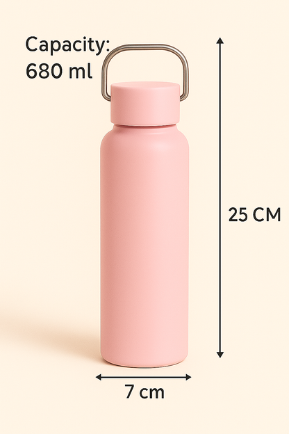CuddleNest Eco Stainless Steel Water Bottle | 680ml Leak-Proof Bottle with Bamboo Top | Lightweight Reusable Bottle for Travel, Gym & Daily Hydration
