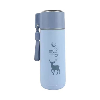 Eco-Friendly Deer Print Glass Water Bottle – 380ml | Leakproof, Wide Mouth, for School & Outdoor Use