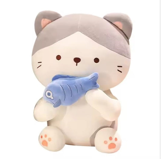 CuddleNest Adorable and Safe Fish Cat Plush Toy for Children – Non-Toxic, Huggable, Washable & Perfect for Birthdays or Nursery Decor