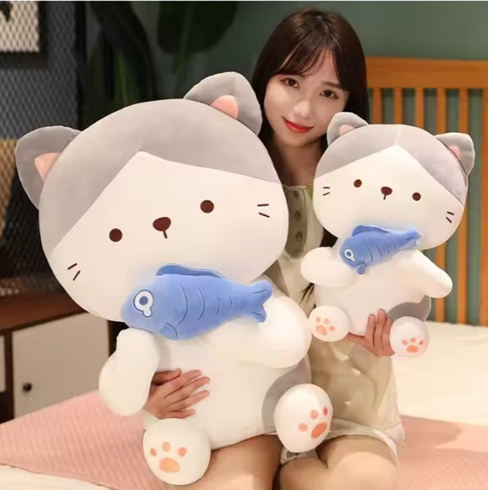 CuddleNest Adorable and Safe Fish Cat Plush Toy for Children – Non-Toxic, Huggable, Washable & Perfect for Birthdays or Nursery Decor