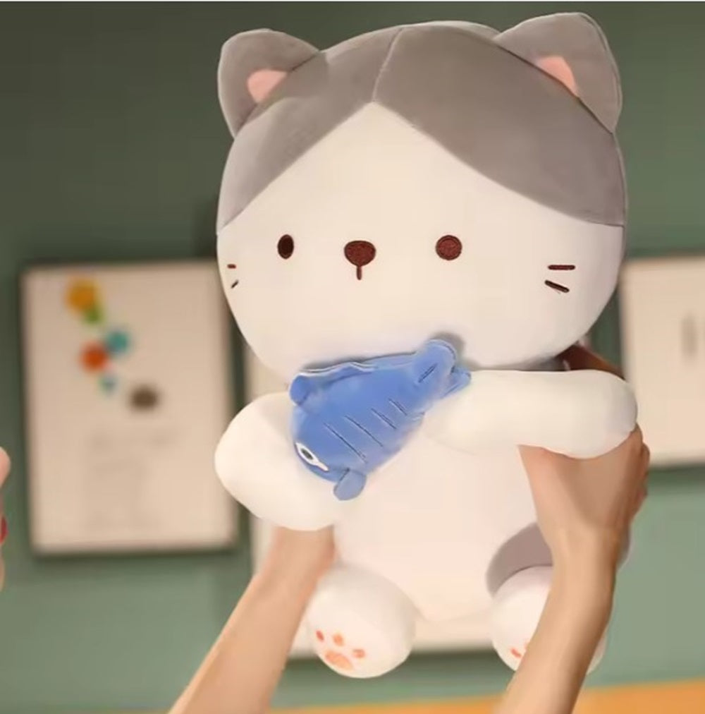 CuddleNest Adorable and Safe Fish Cat Plush Toy for Children – Non-Toxic, Huggable, Washable & Perfect for Birthdays or Nursery Decor